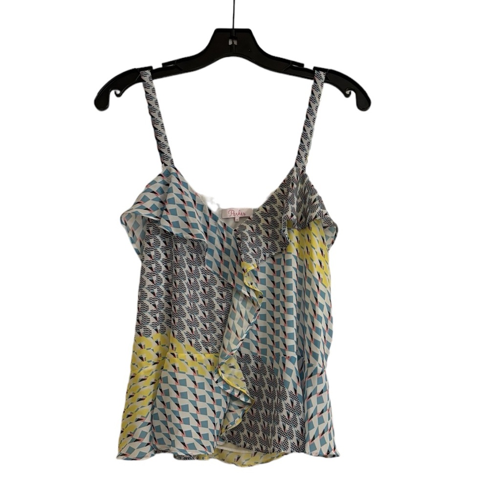 PARKER Multi Color Geometric Printed Spaghetti Strap Top